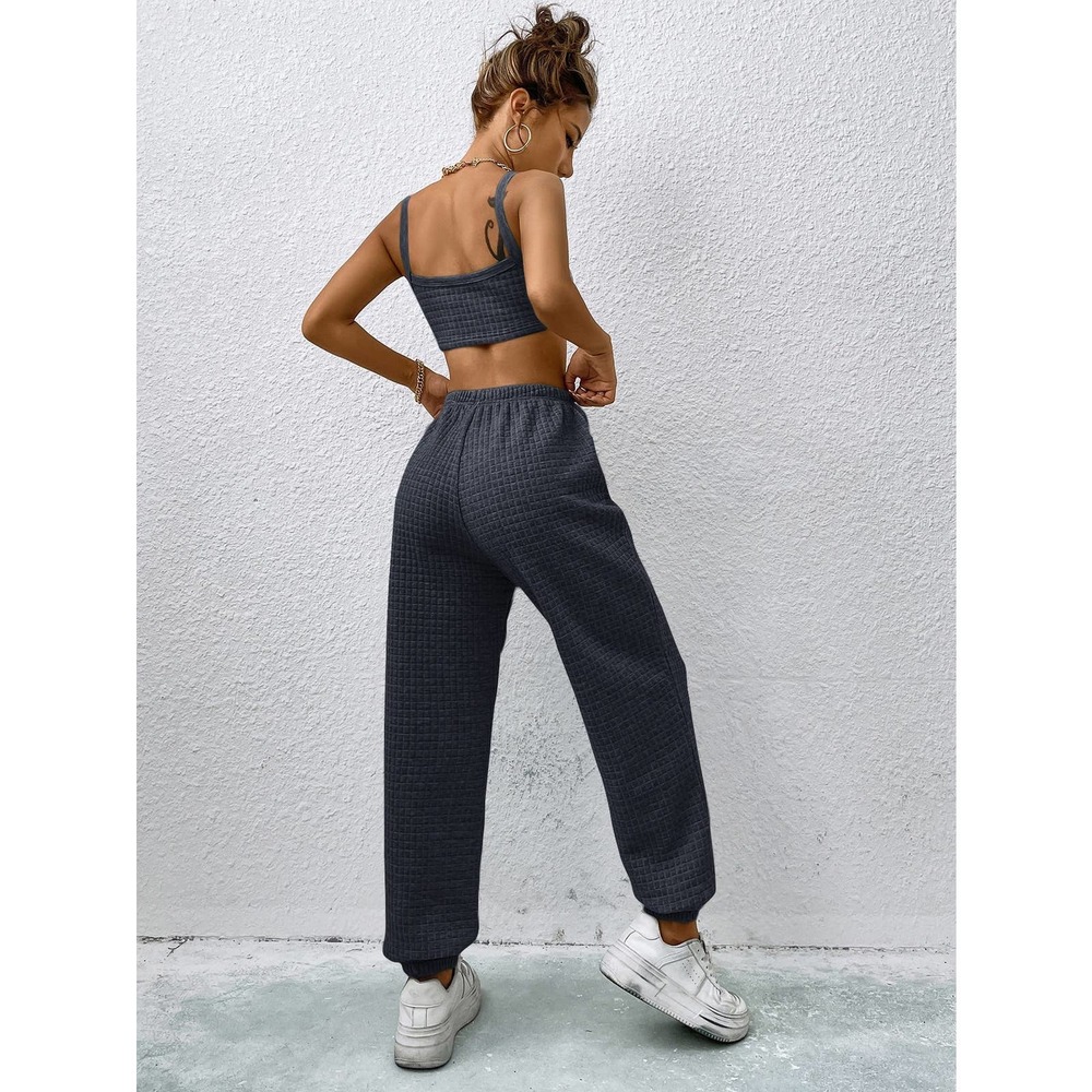 2 piece set: minimalist Crop Cami Top & Sweatpants white - Picture 8 of 11
